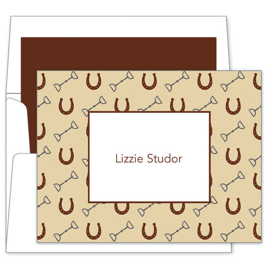 Horseshoe & Bit Repeat Folded Note Cards